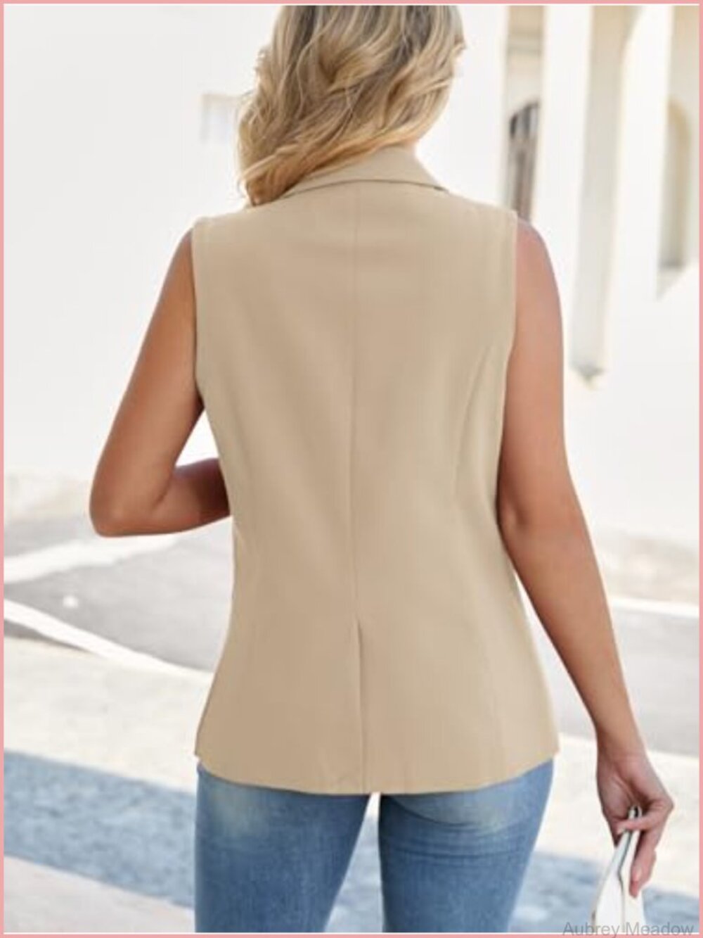 Sleeveless Open Front Blazer Vest Lightweight Business Casual - Picture 5 of 6